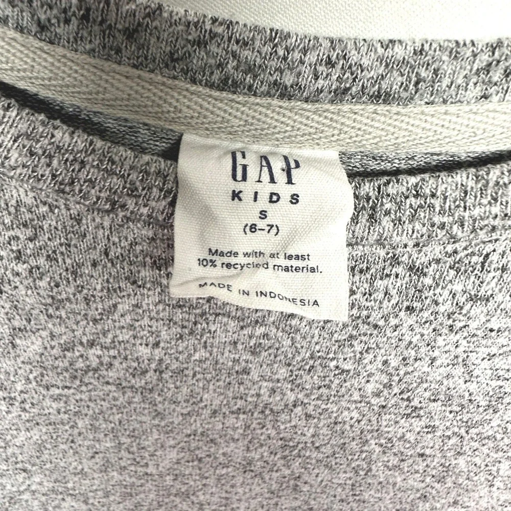 Gap Kids Girls Gray Speckled‎ Crewneck Puff Sleeves Sweater Pullover Size S 6-7